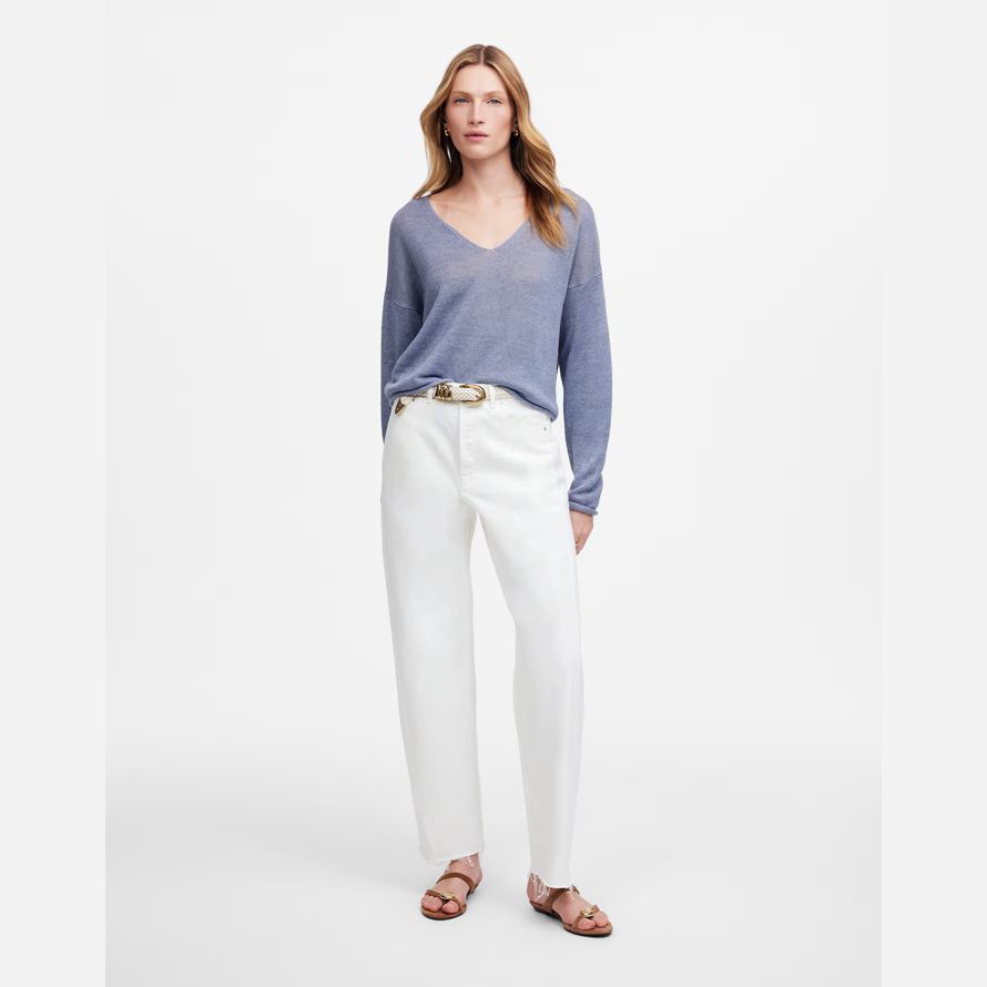 damen madewell pieced barrel-leg jeans weiß