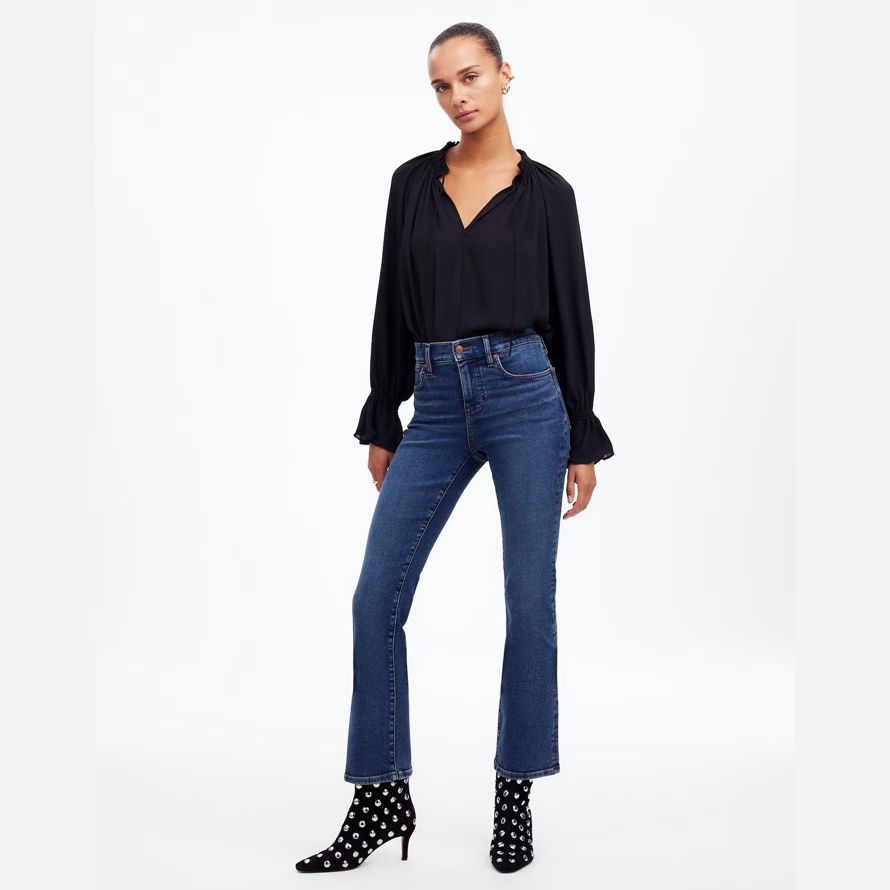 blau damen madewell kick out crop jeans