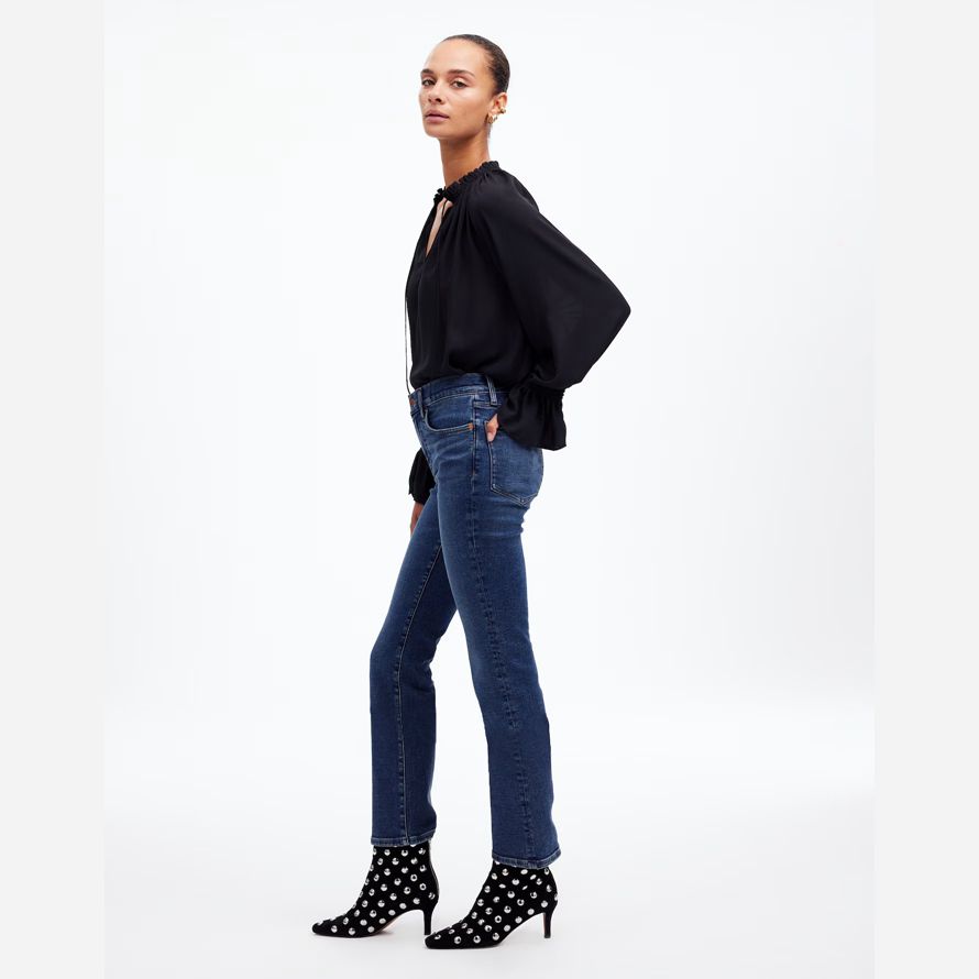 blau damen madewell kick out crop jeans
