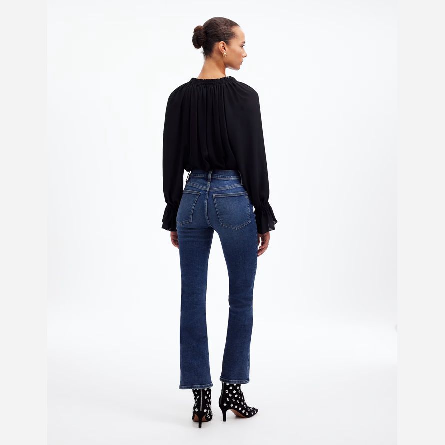 blau damen madewell kick out crop jeans