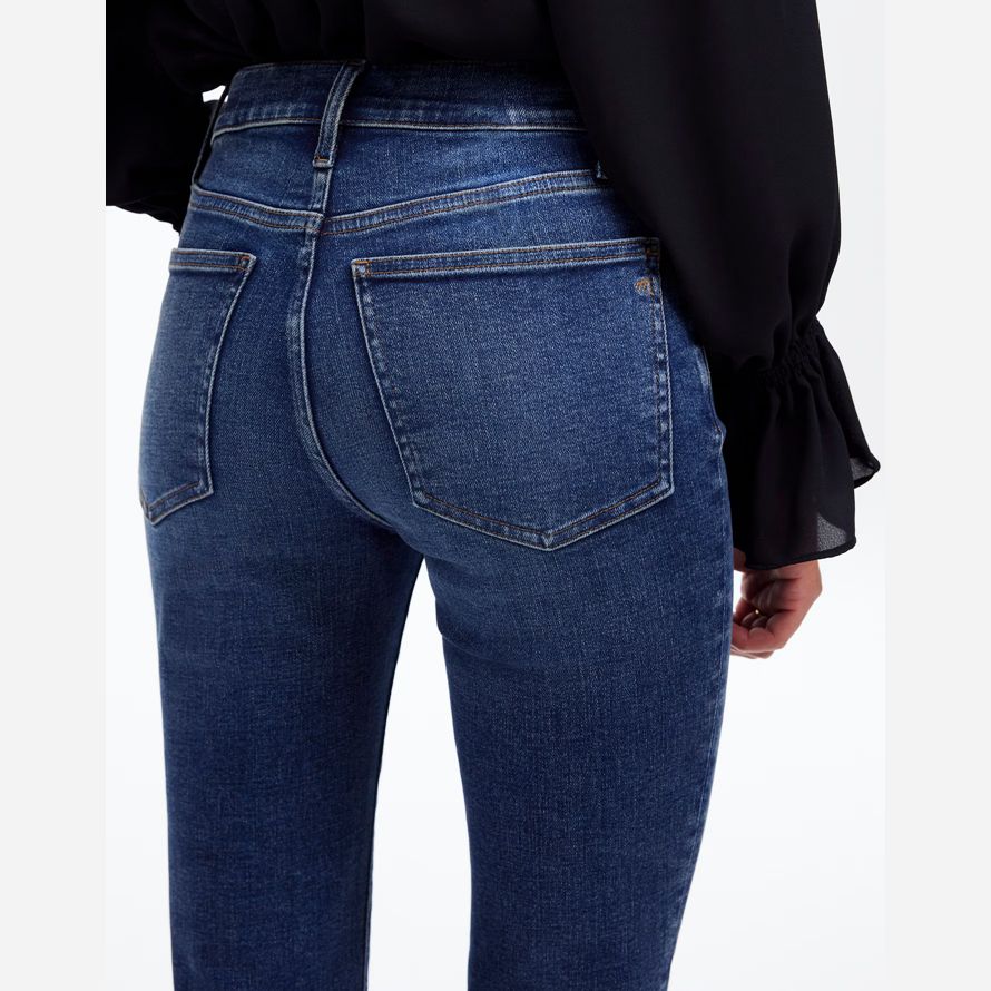 blau damen madewell kick out crop jeans