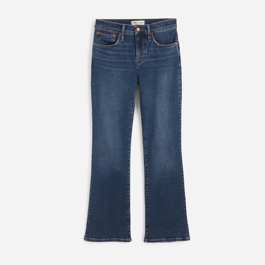 blau damen madewell kick out crop jeans