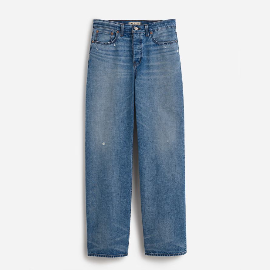 madewell plus tiefliegende baggy damen jeans blau