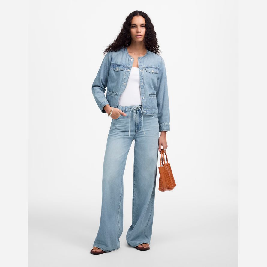 damen madewell superwide-leg jeans blau