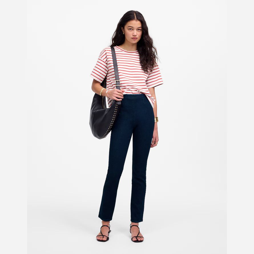 madewell slim crop wash damen jeans marine