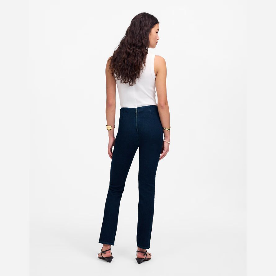 madewell slim crop wash damen jeans marine