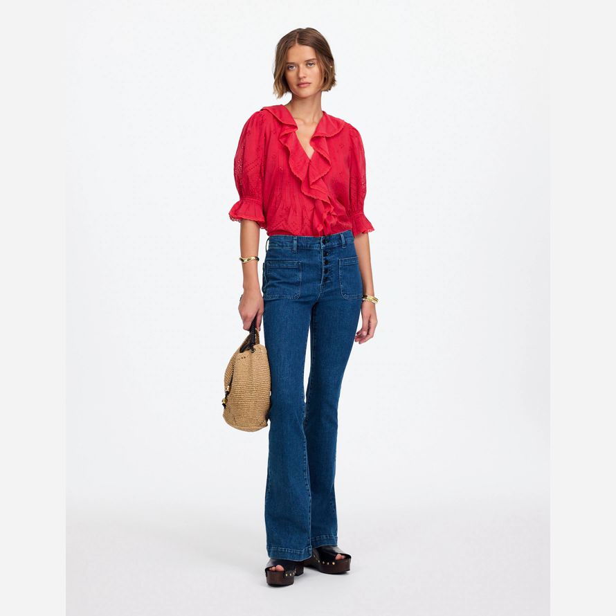damen madewell flohmarkt flare jeans blau