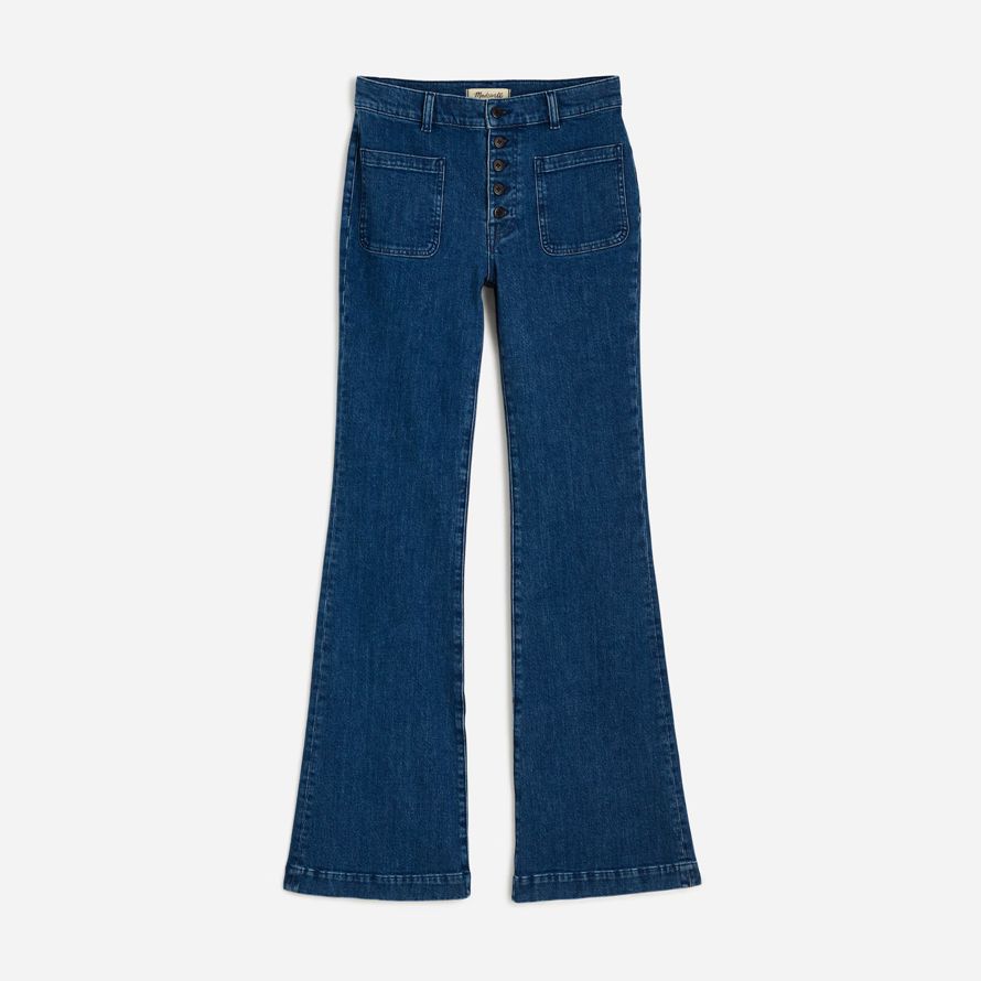 damen madewell flohmarkt flare jeans blau
