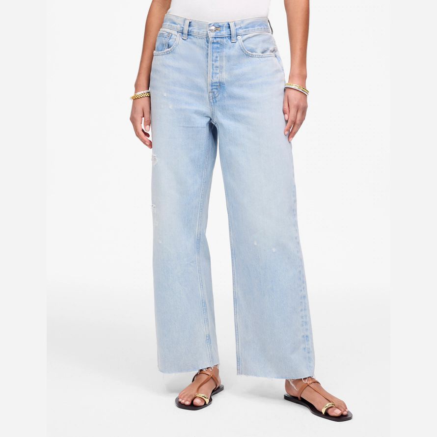 madewell tief liegende baggy crop womens jeans licht blau