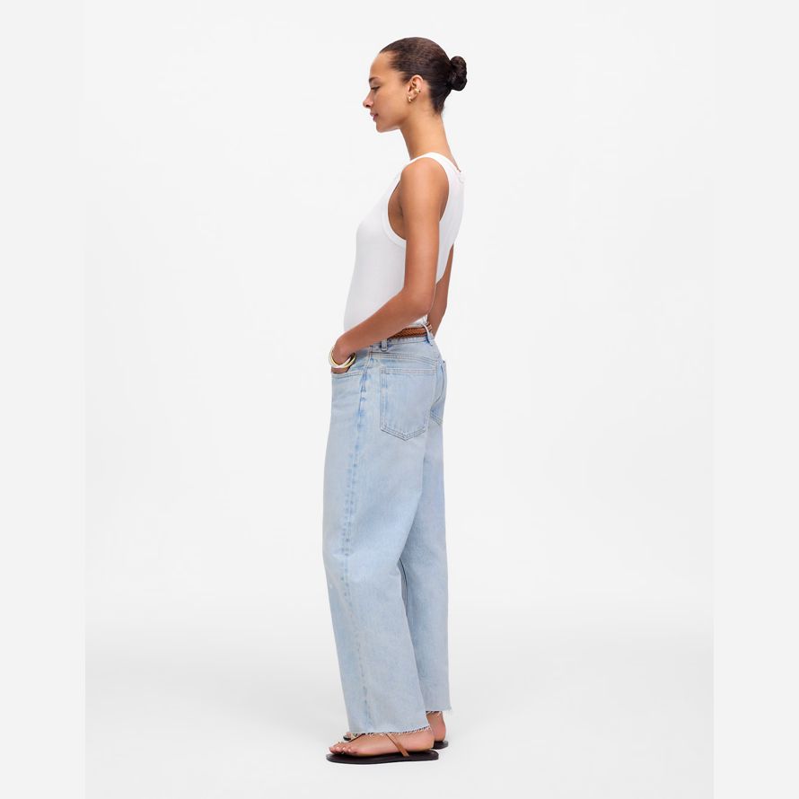 madewell tief liegende baggy crop womens jeans licht blau