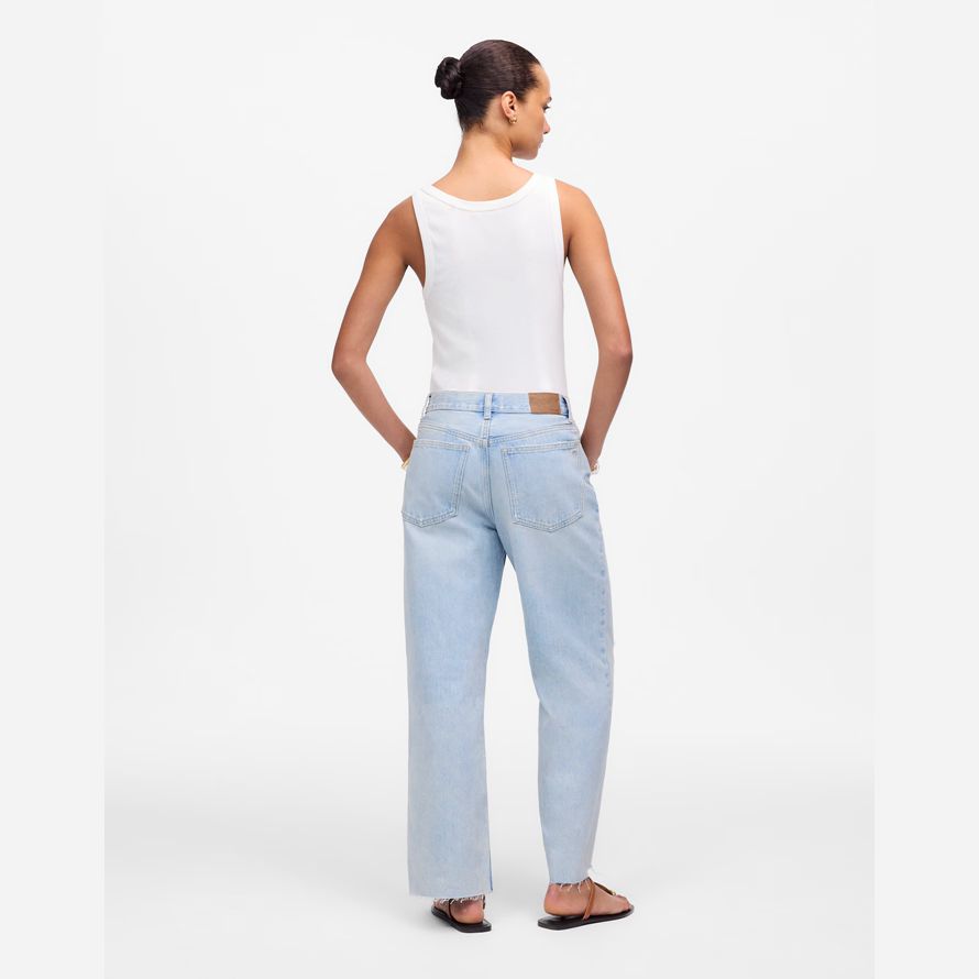 madewell tief liegende baggy crop womens jeans licht blau