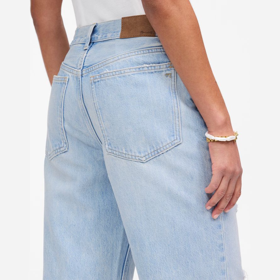 madewell tief liegende baggy crop womens jeans licht blau