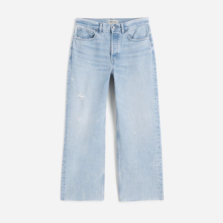 madewell tief liegende baggy crop womens jeans licht blau
