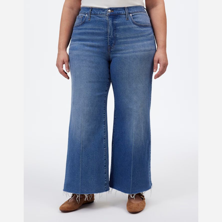 damen madewell plus flared wide-leg crop jeans-blue