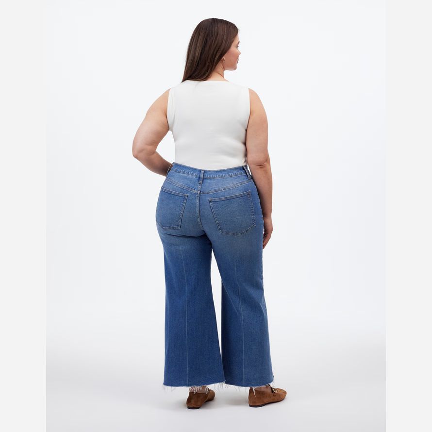 damen madewell plus flared wide-leg crop jeans-blue