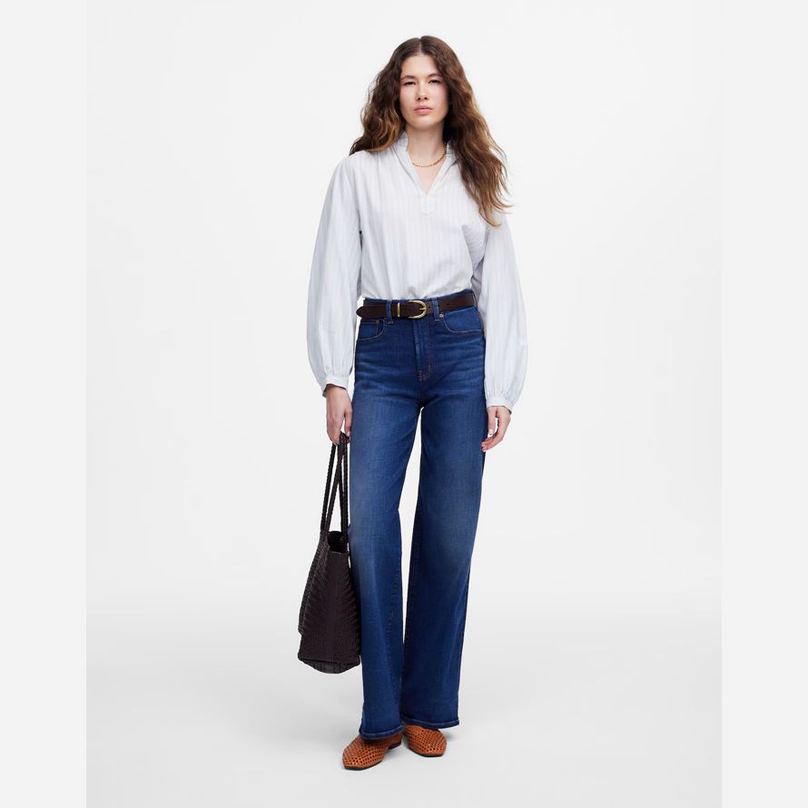 madewell die perfekte vintage-wide-leg womens jeans-dark blue
