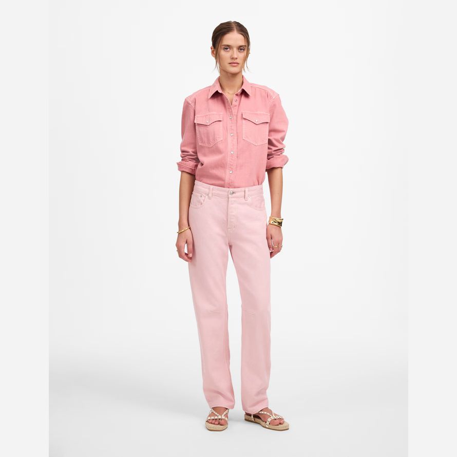 madewell die schossen barrel-leg womens jeans pink