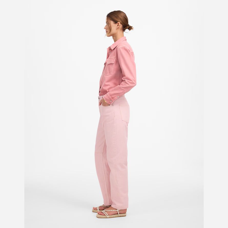 madewell die schossen barrel-leg womens jeans pink