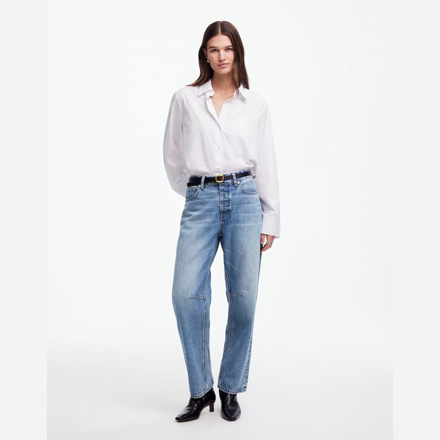 blau madewell schossen die barrel-leg womens jeans
