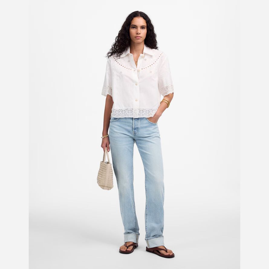 madewell dekan einfach gerade damen-jeans light blue