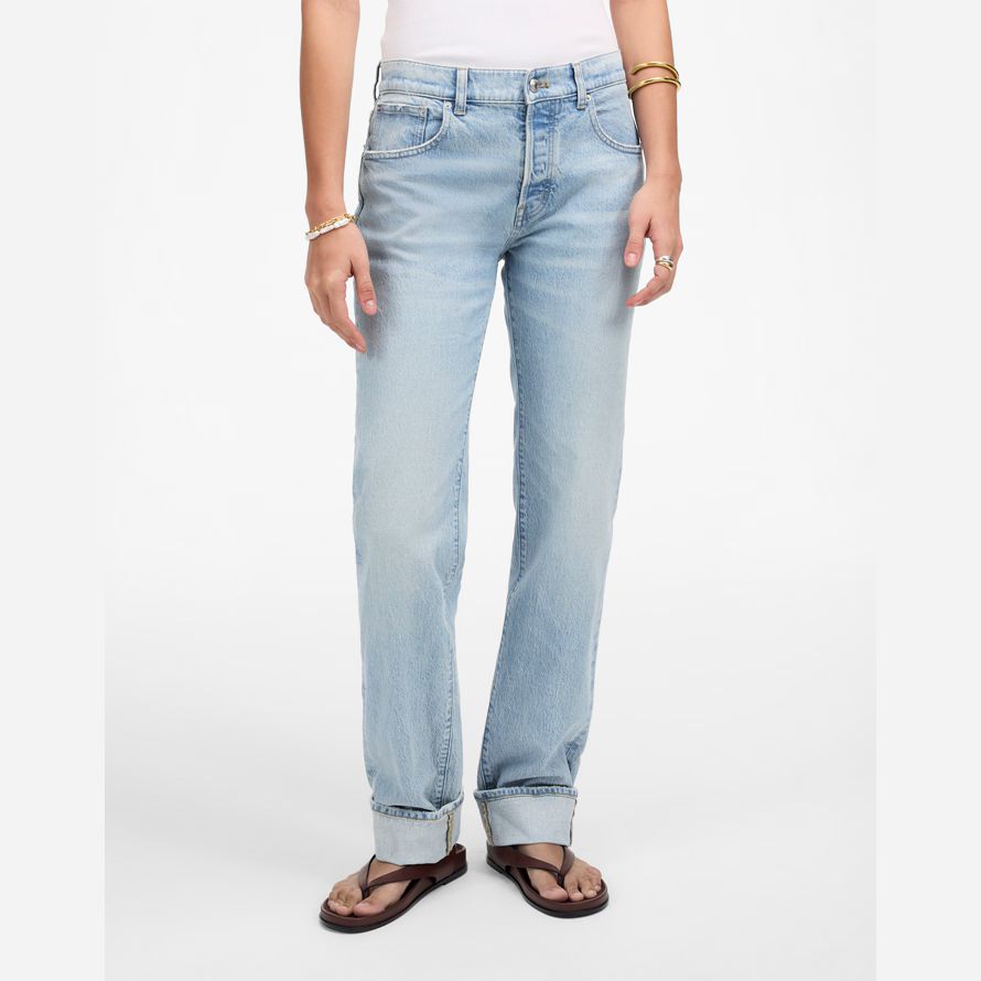 madewell dekan einfach gerade damen-jeans light blue