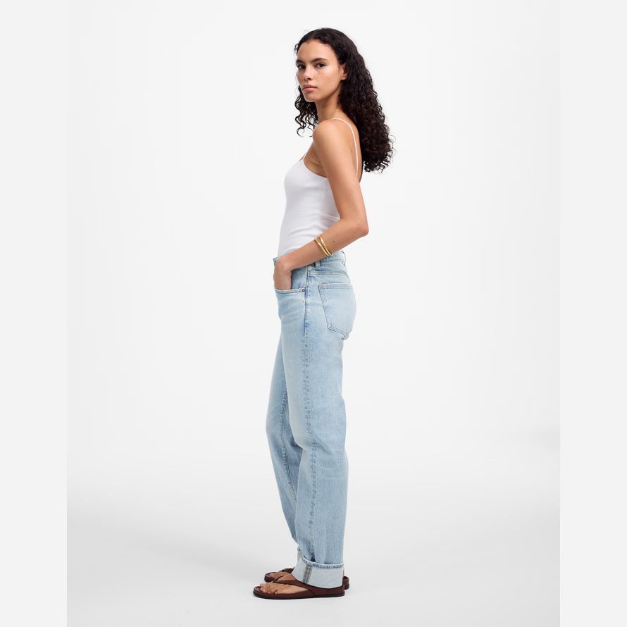 madewell dekan einfach gerade damen-jeans light blue