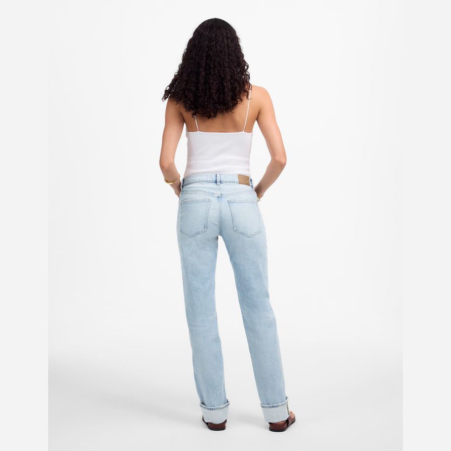 madewell dekan einfach gerade damen-jeans light blue