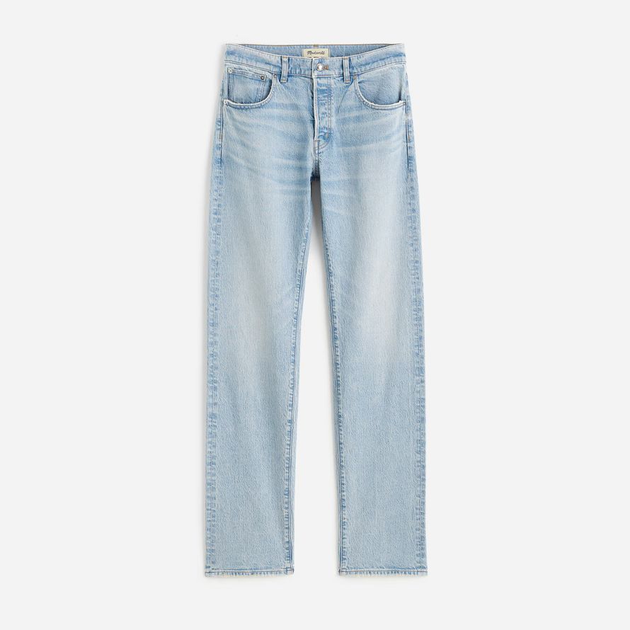 madewell dekan einfach gerade damen-jeans light blue