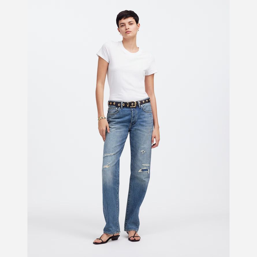 madewell x kaihara denim dean easy straight damen jeans blau