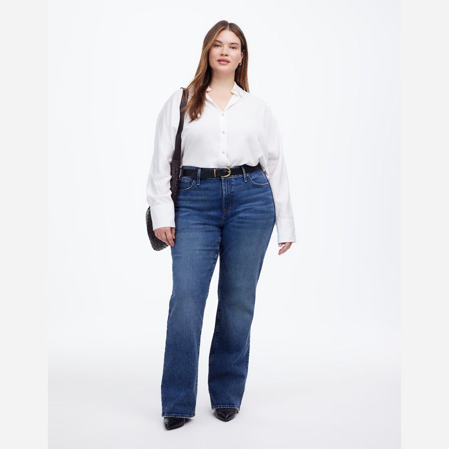 blau damen madewell plus relaxed bootcut-jeans