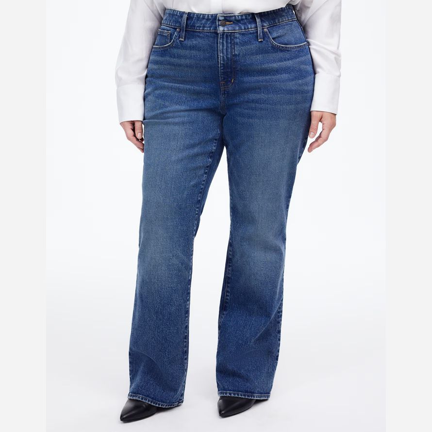 blau damen madewell plus relaxed bootcut-jeans