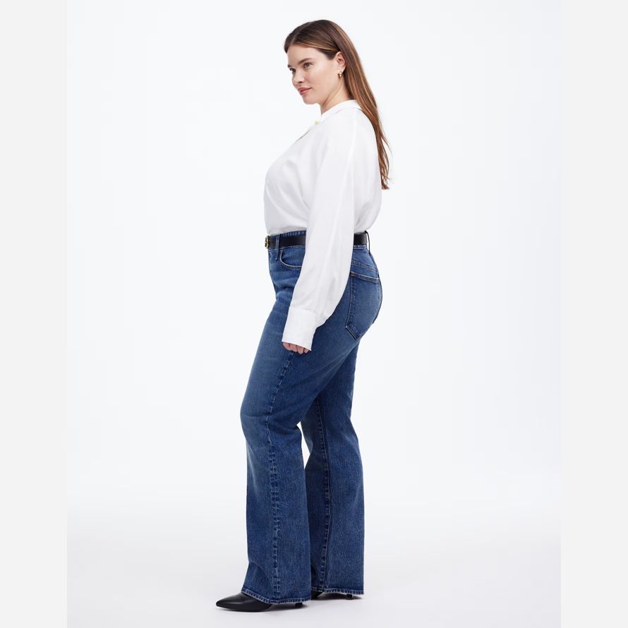 blau damen madewell plus relaxed bootcut-jeans