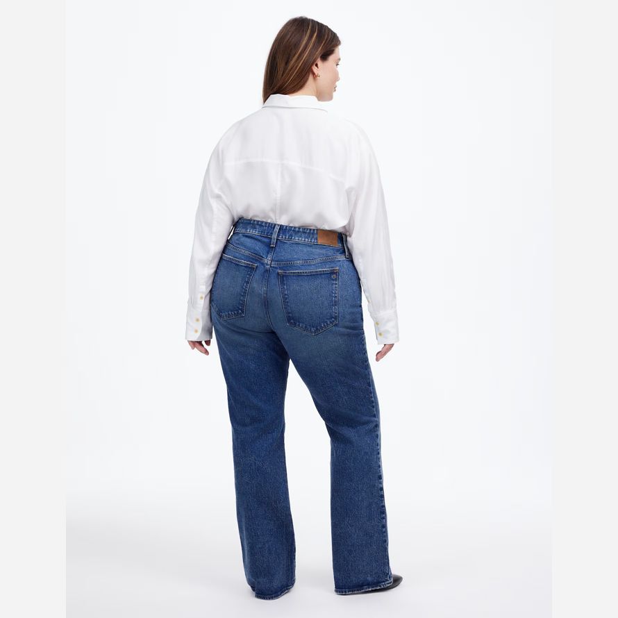 blau damen madewell plus relaxed bootcut-jeans