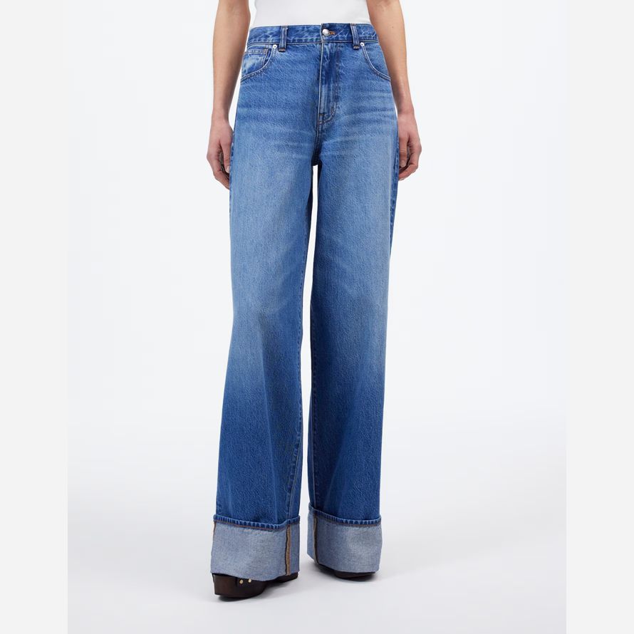 blau damen madewell superwide-leg jeans