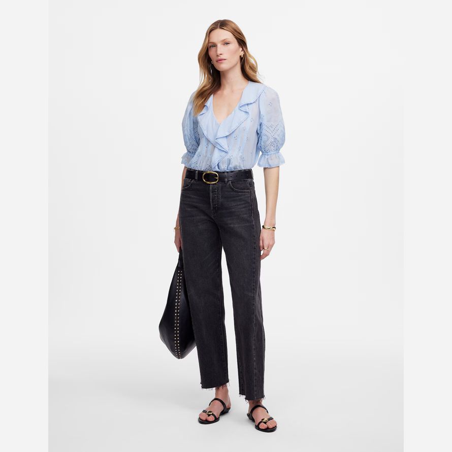 madewell pieced barrel-leg womens jeans schwarz