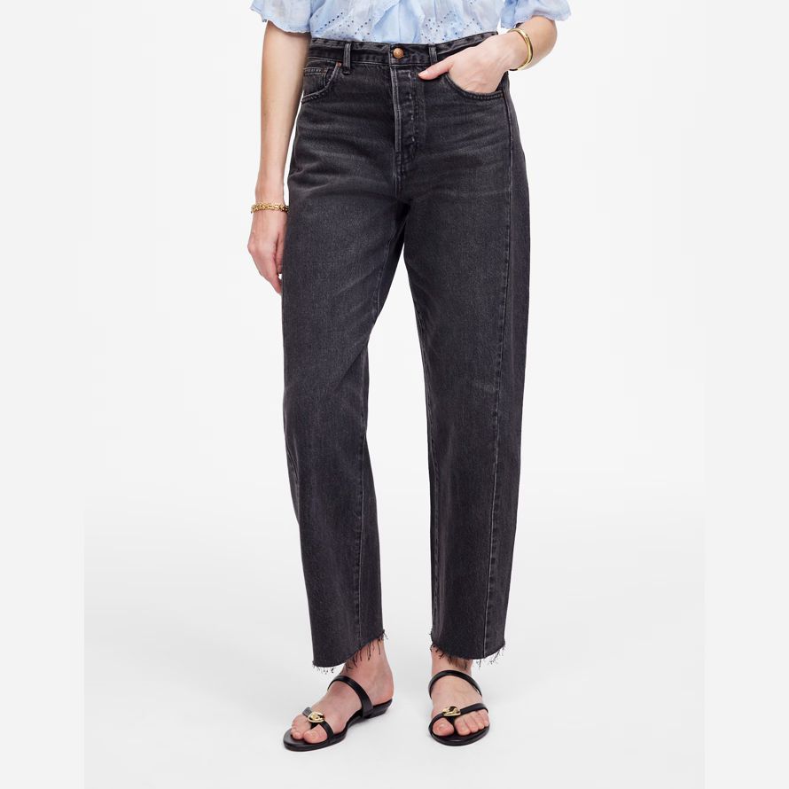 madewell pieced barrel-leg womens jeans schwarz