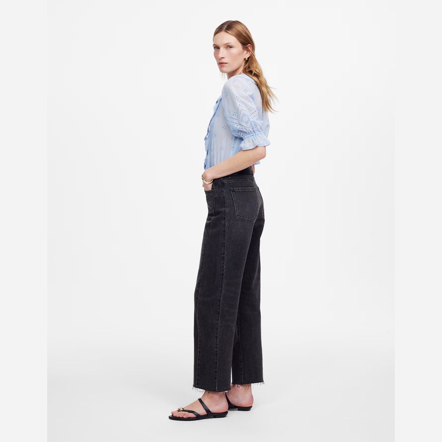 madewell pieced barrel-leg womens jeans schwarz