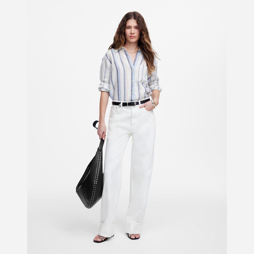 weiße madewell tief liegende baggy damen jeans