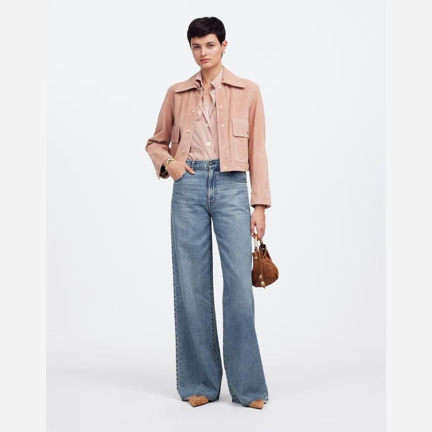 madewell superwide-leg luftigen damen jeans blau