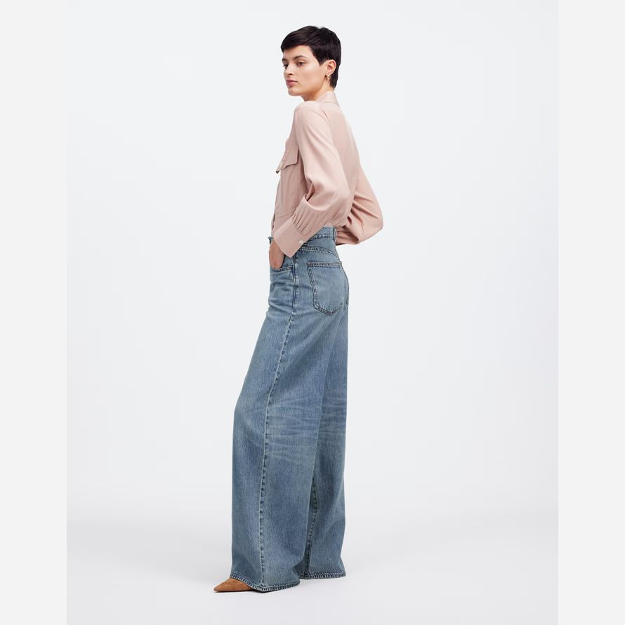 madewell superwide-leg luftigen damen jeans blau