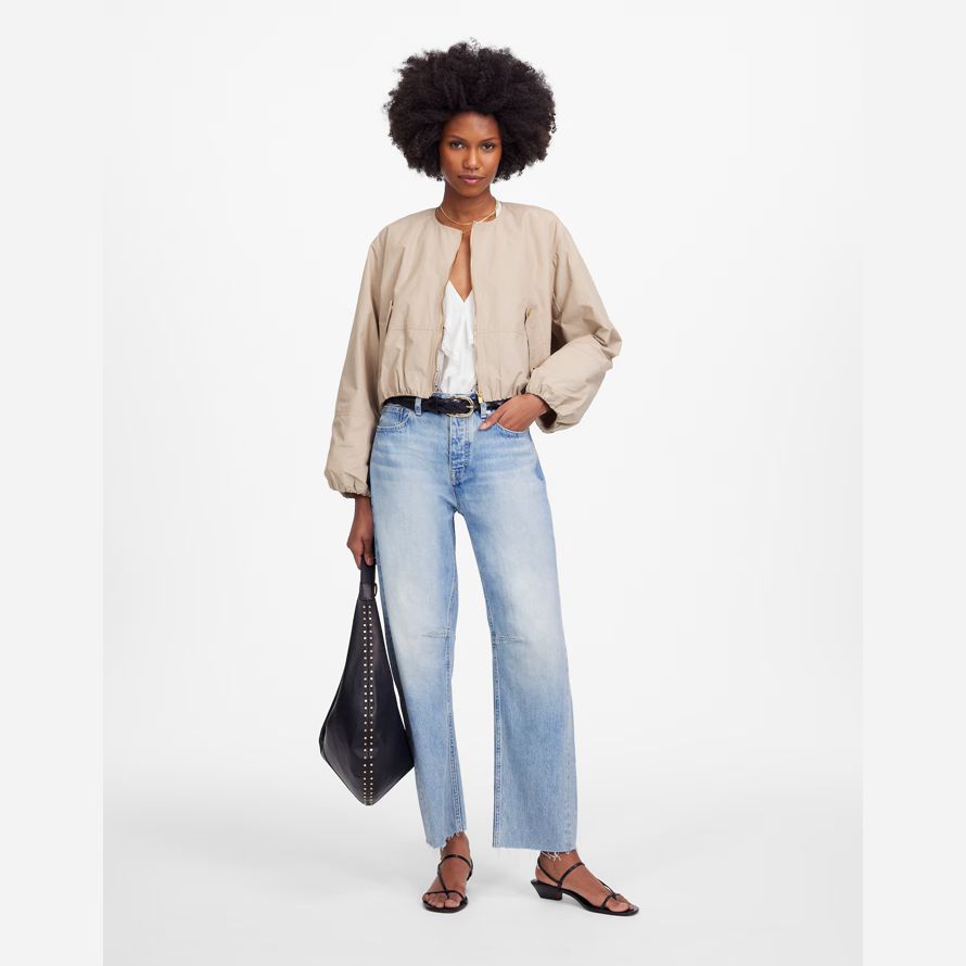 madewell die schossen barrel-leg womens jeans licht blau