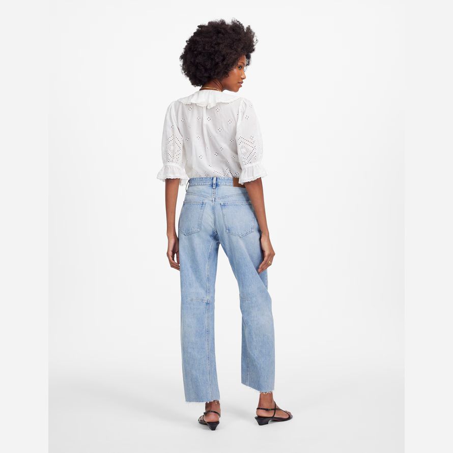 madewell die schossen barrel-leg womens jeans licht blau