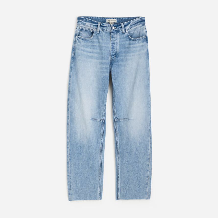 madewell die schossen barrel-leg womens jeans licht blau