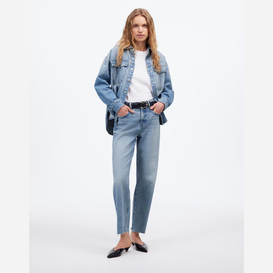 madewell die perfekte vintage-wide-leg crop womens jeans licht blau