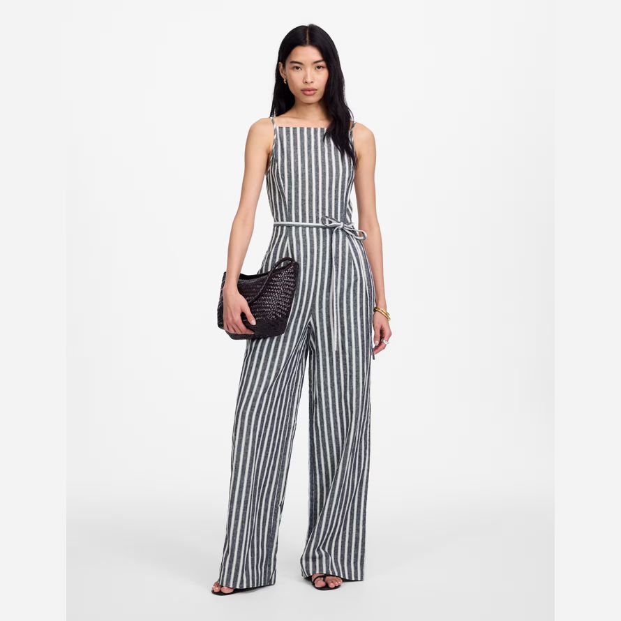 madewell pleated wide-leg womens jumpsuits white navy