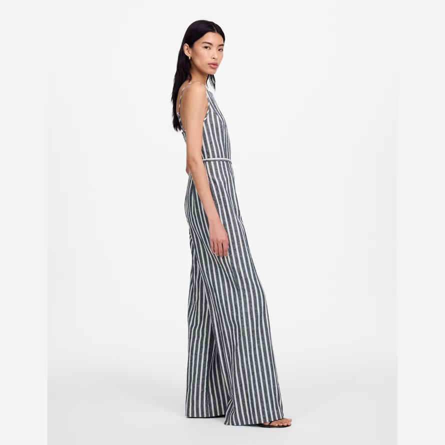 madewell pleated wide-leg womens jumpsuits white navy