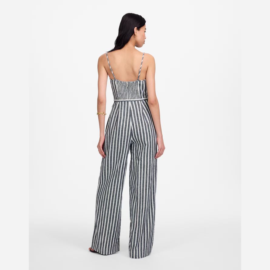 madewell pleated wide-leg womens jumpsuits white navy