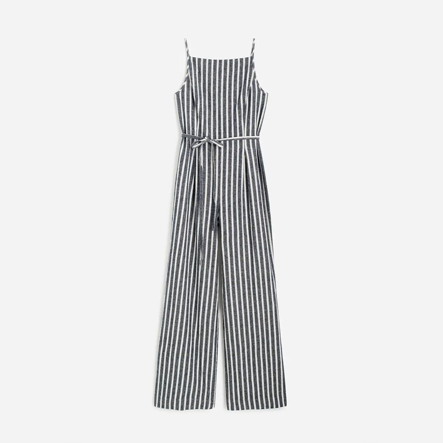 madewell pleated wide-leg womens jumpsuits white navy