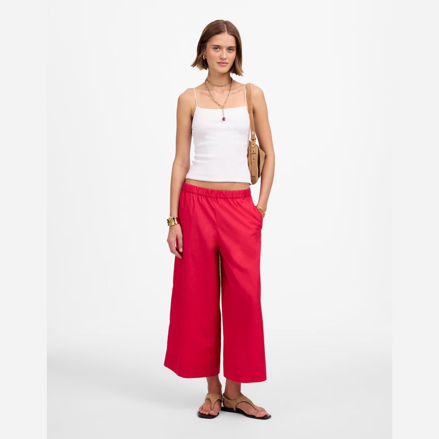 damen madewell pull-on baumwolle hose red