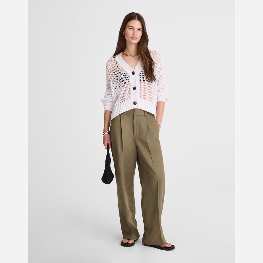 khaki green madewell slouchy gerade damen hosen